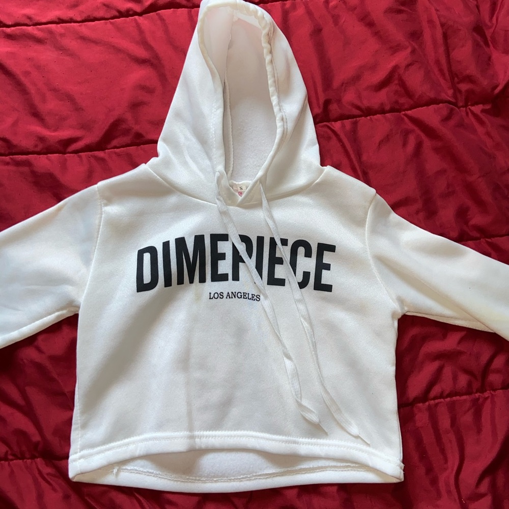 DIMEPIECE Los Angeles white cropped hoodie